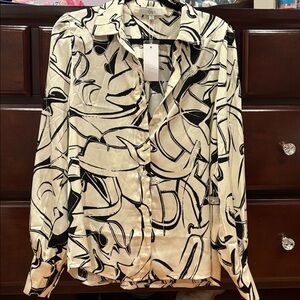 Ovi Black and Cream Abstract Blouse